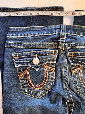 Vintage, low rise, True Religion, Joey, Rainbow Pocket Jeans, Size 29
